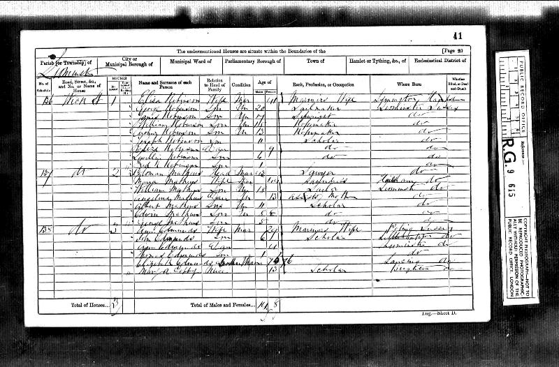 Carey (Maria Rippington) 1861 Census